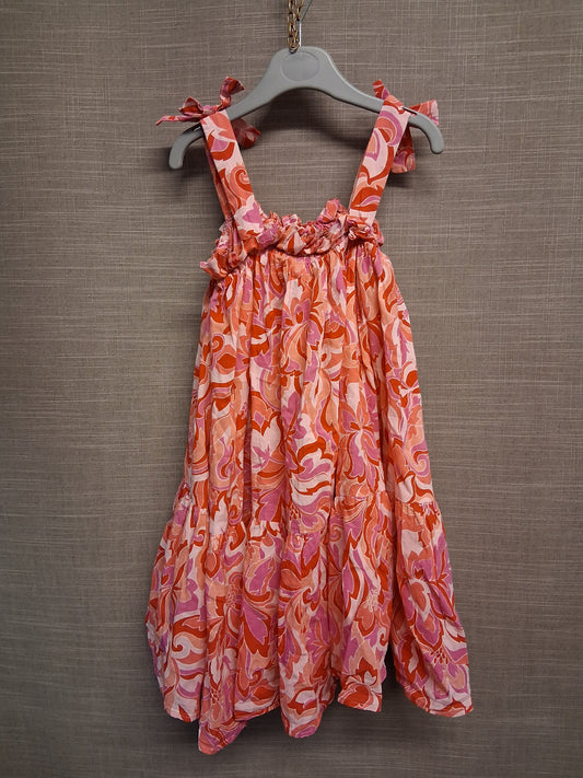 Next Girls Red Floral Sleeveless Oversized Loose Fit Age 5 Years