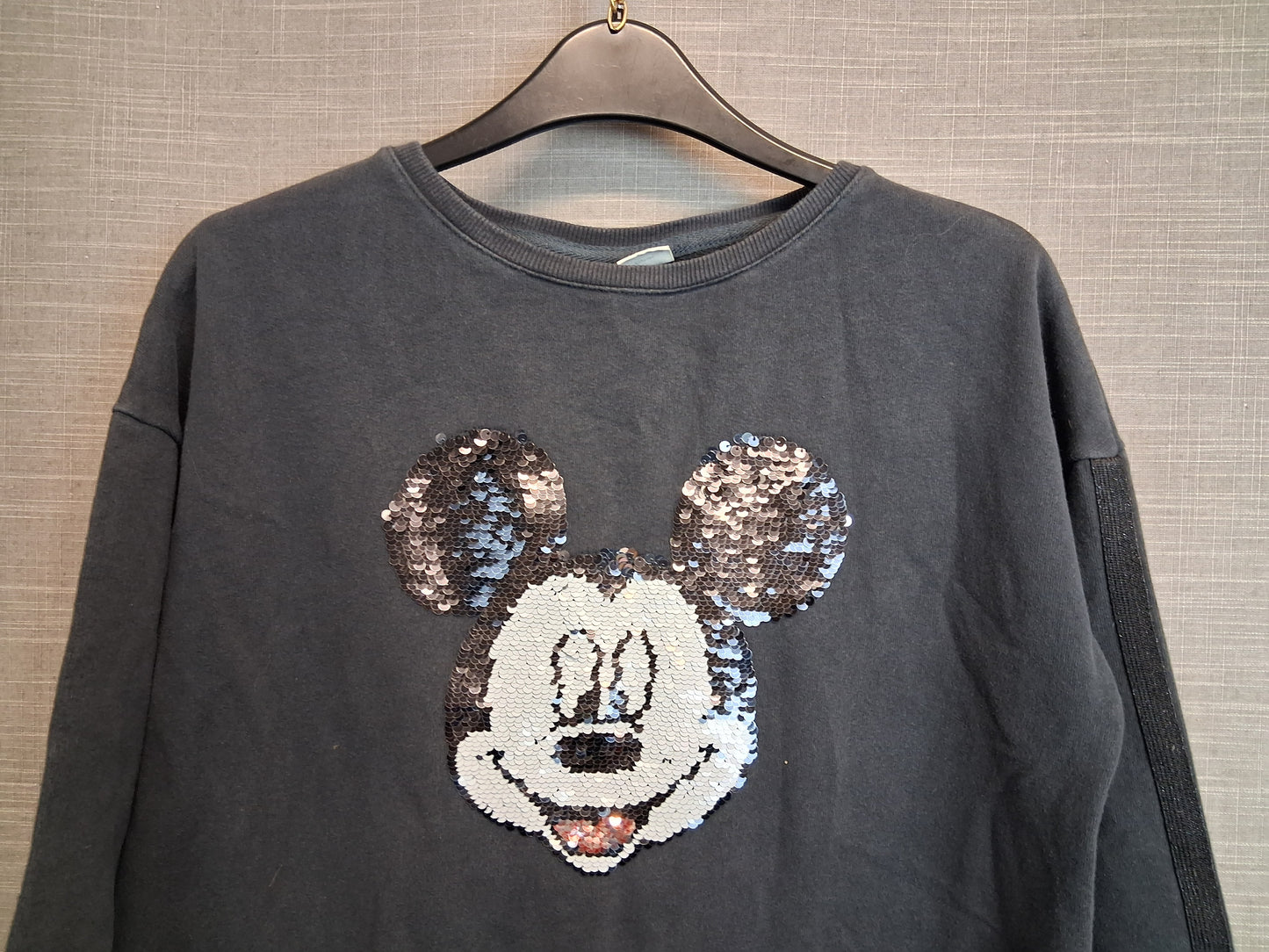 Zara Disney Mickey Mouse 2 way Sequin Sweater Faded Black Age 13-14 Years