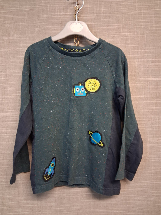 F&F Boys Long Sleeve Grey Space Theme T-Shirt Age 5-6 Years