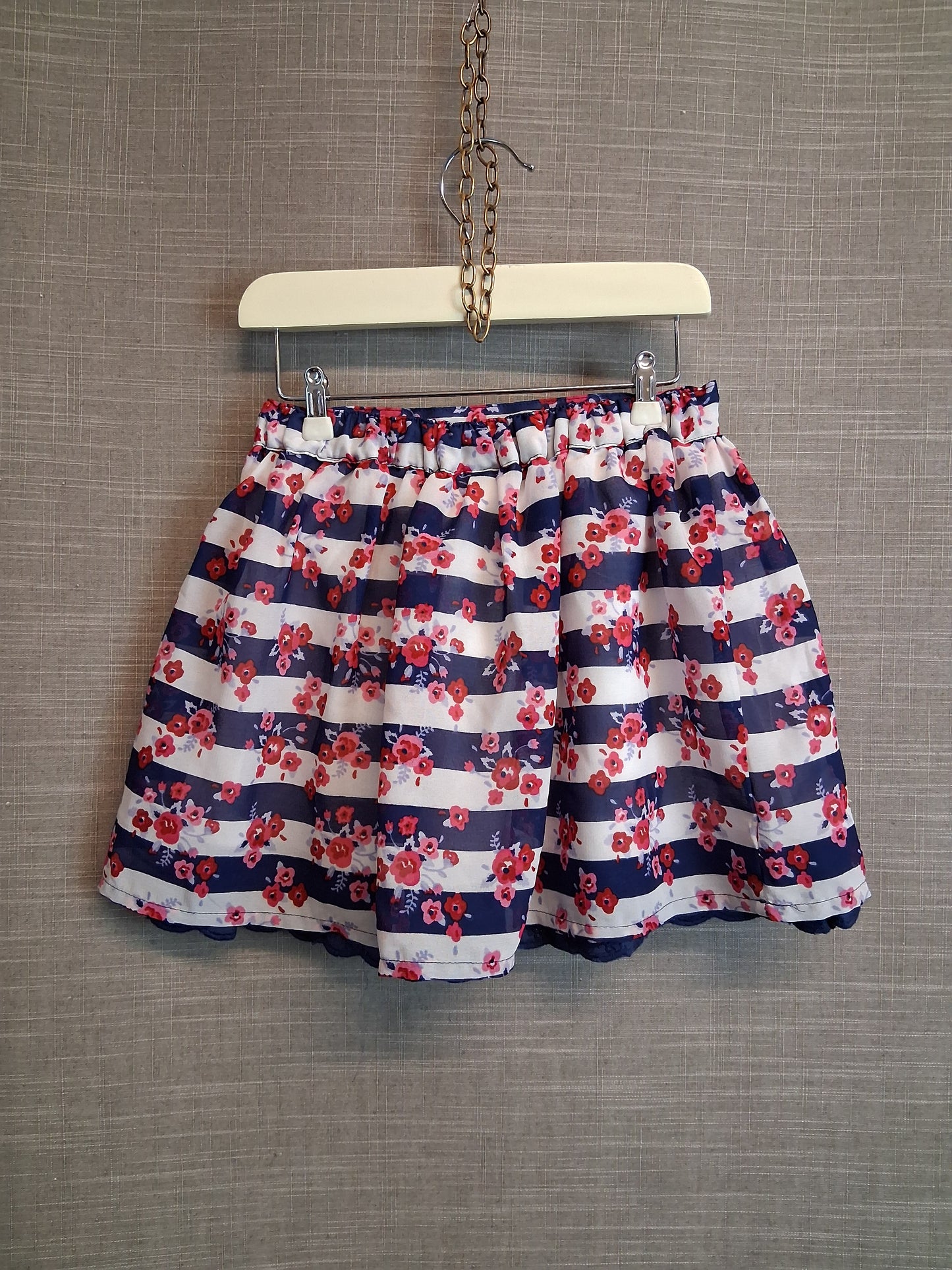 Matalan Girls A Line Skirt Multicolour Striped Floral Age 2-3 Years