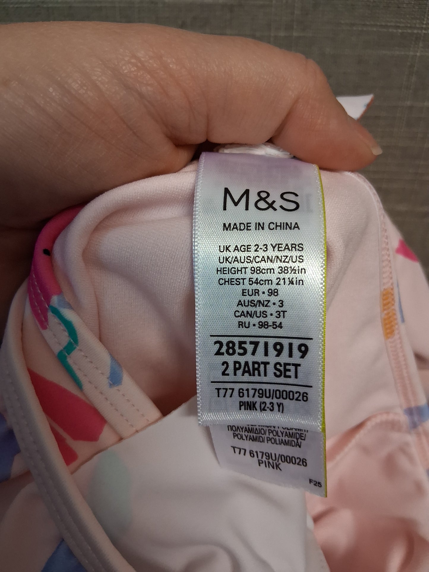 Marks and Spencer Pink Animals Swimsuit One Piece Age 2-3 Years