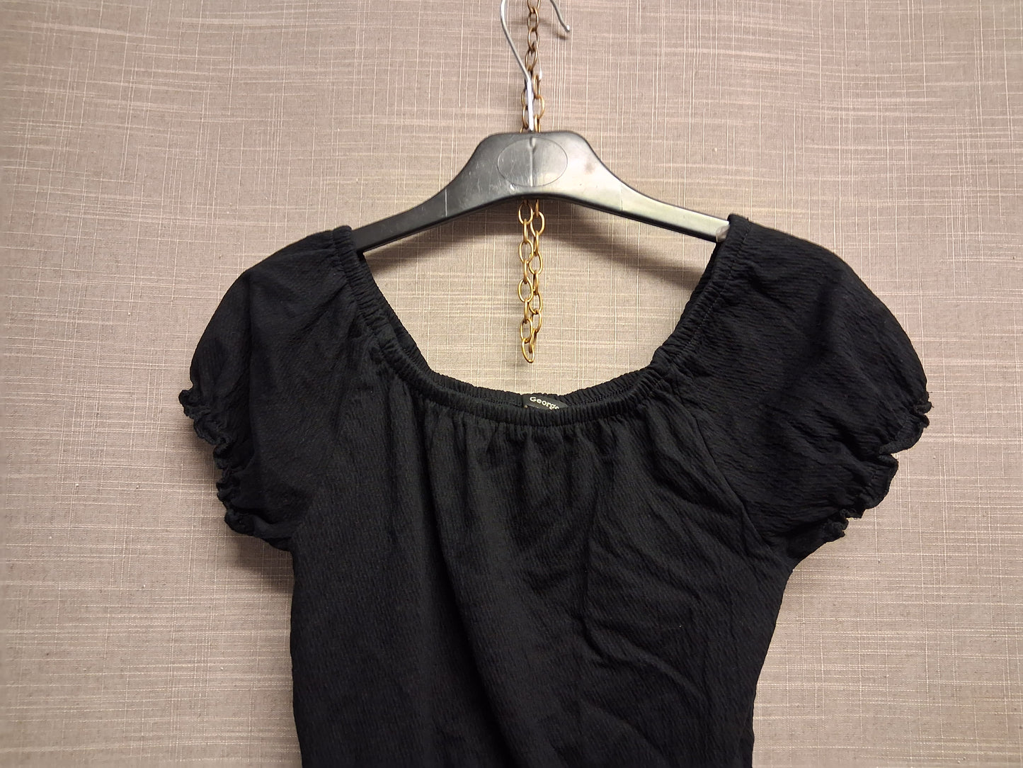 George Girls Black Off the Shoulder Top Age 7-8 Years