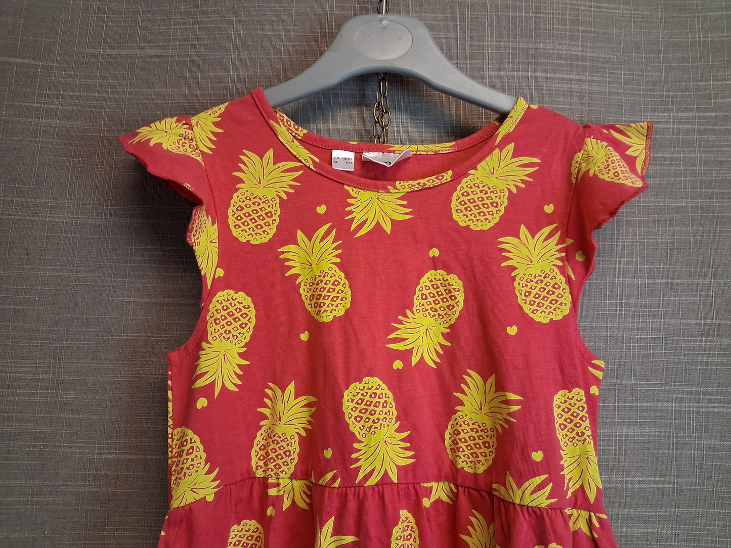 Bonprix Collection Girls Sundress Jersey Pink Pineapple Print Age 6-7 Years