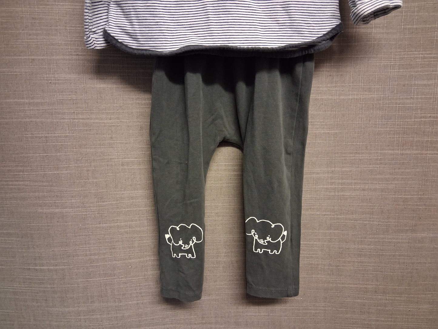 Next Baby Grey Elephant Theme Jersey Outfit Age 12-18 Months 100% Cotton