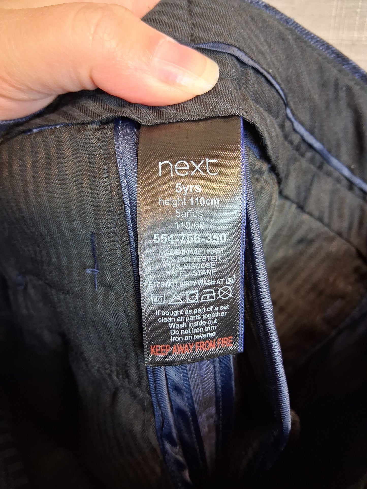 Next Boys Blue Check Smart Trousers Age 5 Years