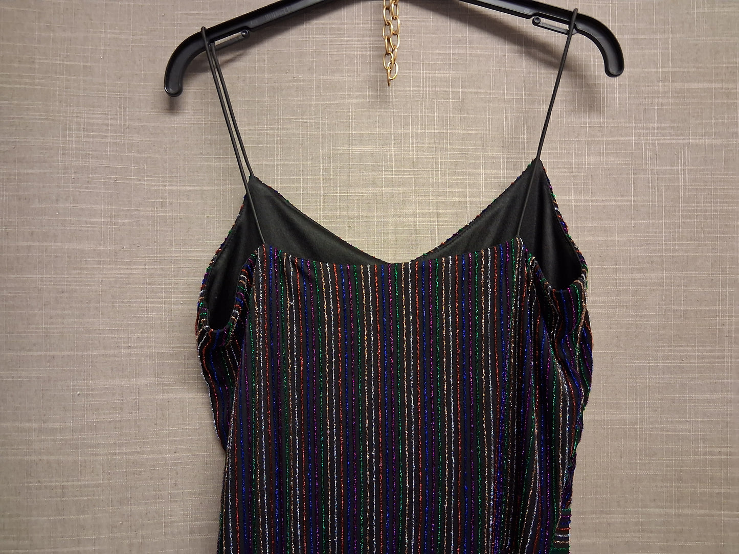 New Look Girls Black Glittery Multicolour Striped Playsuit Age 15 Years