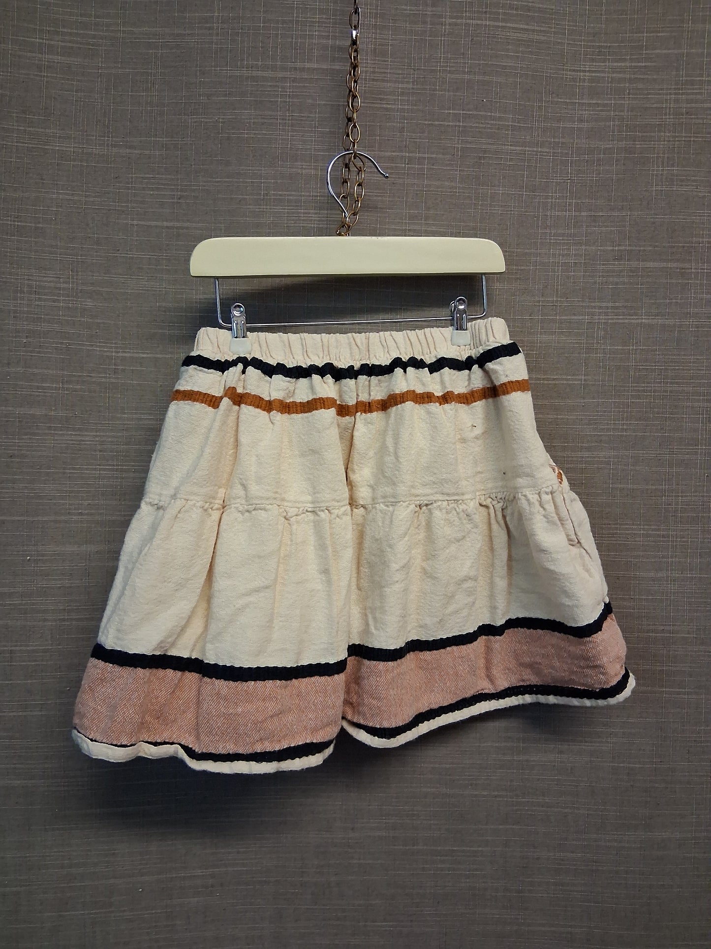 Next Girls Beige Lined Skirt Embroidered Floral Pockets Age 5-6 Years