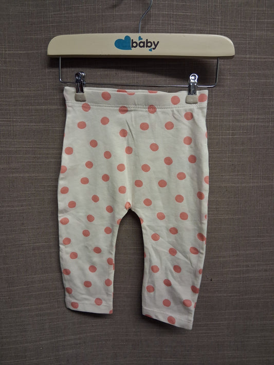 Matalan Girls White Pink Spotty Leggings Age 0-3 Months