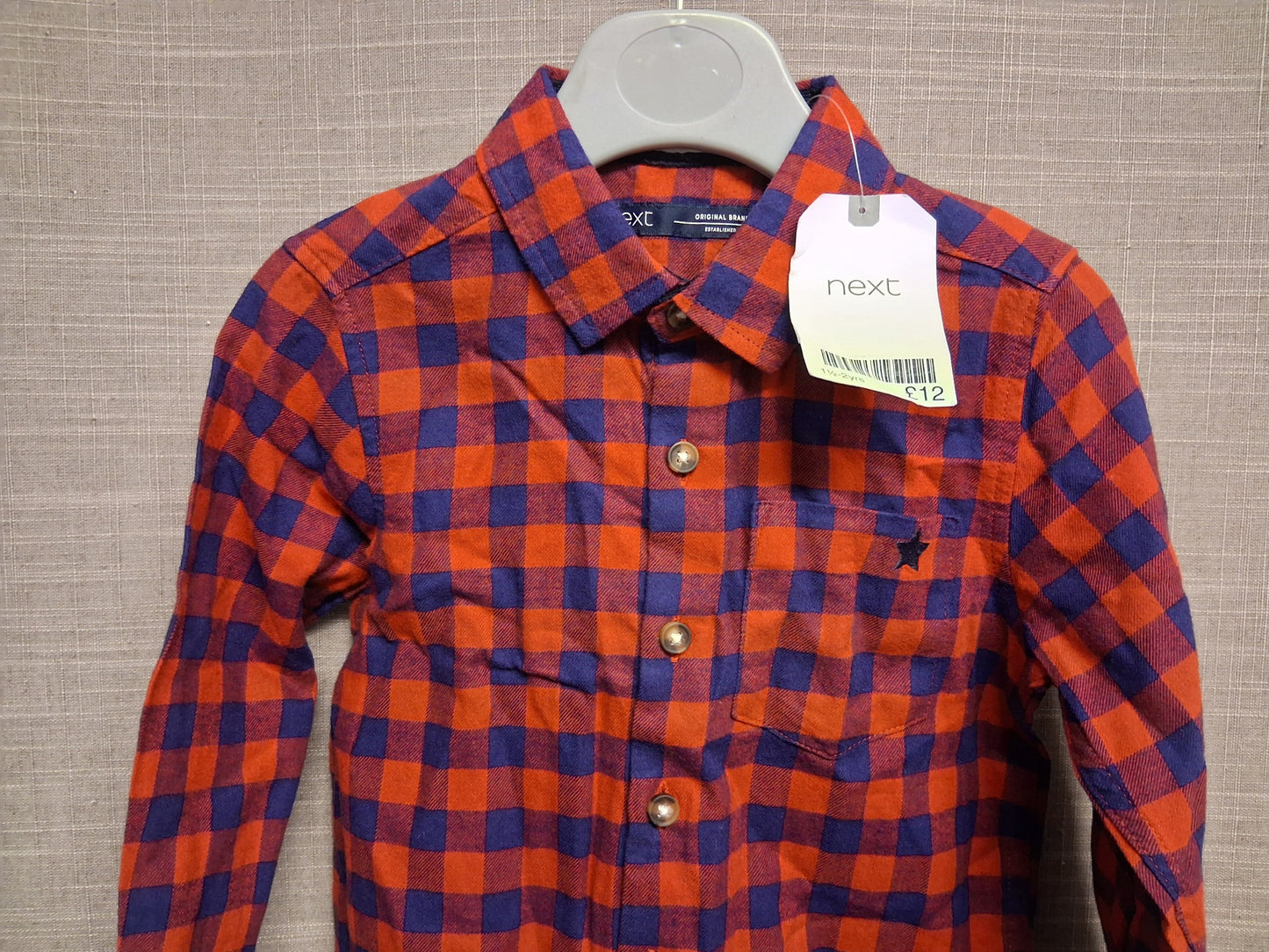Next Boys Red Blue Check Long Sleeve Shirt Age 18-24 Months New