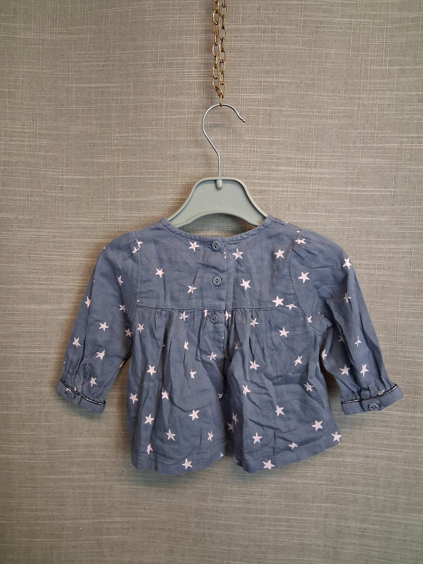 Next Girls Blue Star Print Blouse Age 3-6 Months