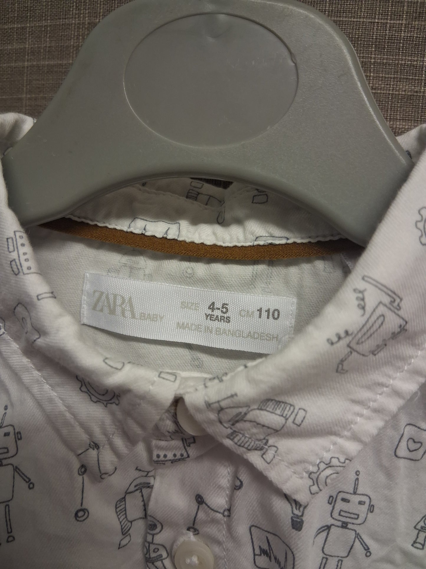 Zara Boys Robot Theme Long Sleeve Shirt Age 4-5 Years